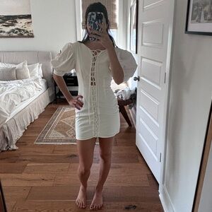 Sabo Skirt White Lace up Dress S